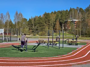A compact but good looking outdoor gym in Jyväskylä Finland