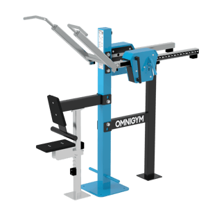 Maskin för latsdrag / ryggdrag – för träning av ryggen – i stål och med justerbara vikter från Omnigym.