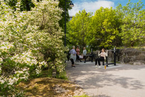 Ihmisiä harjoittelemassa ulkokuntosalilla-01300