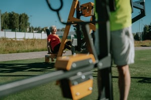 Seniors having a workout outdoors