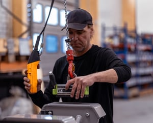 Assembly of a weight unit at Omnigym factory in Kaarina